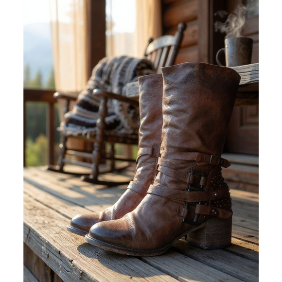 FREEBIRD by Steven COY Studded SLouch Soft Leather Womens Boot Size 9 Side Zip - Picture 1 of 11